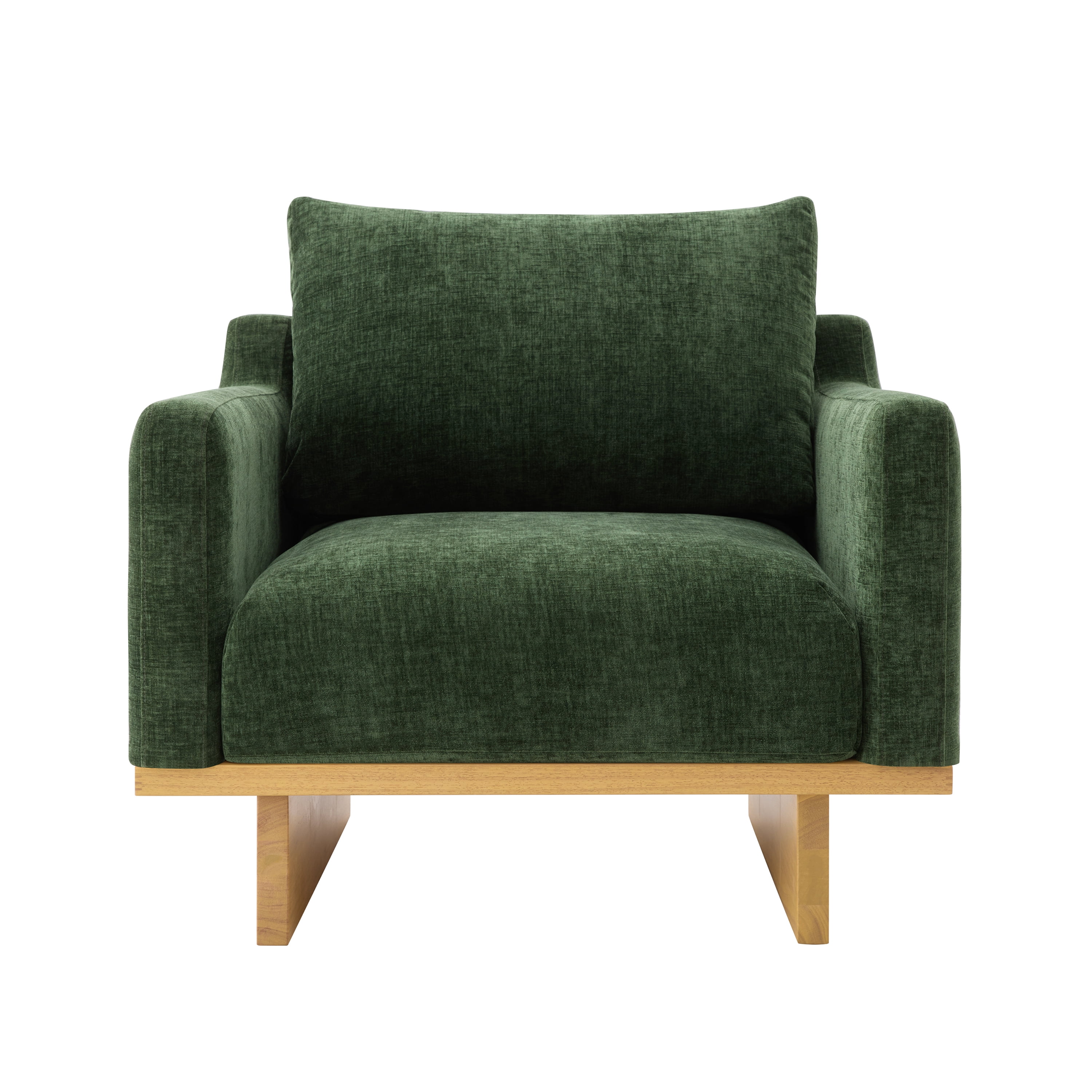 Euroco Oversized Accent Chair, Modern Minimalist Comfy Reading Chair with Solid Wood Frame,Upholstered Armchair, Wide Singe Modern Lounge Sofa for Living Room, Bedroom,Green