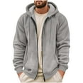 thumbnail image 2 of Zip Up Jackets for Men with Pockets and Hood Fleece Lined Hoodies & Sweatshirts Mens Casual Solid Color Long Sleeve Thermal Warm Outerwear Coats, 2 of 3