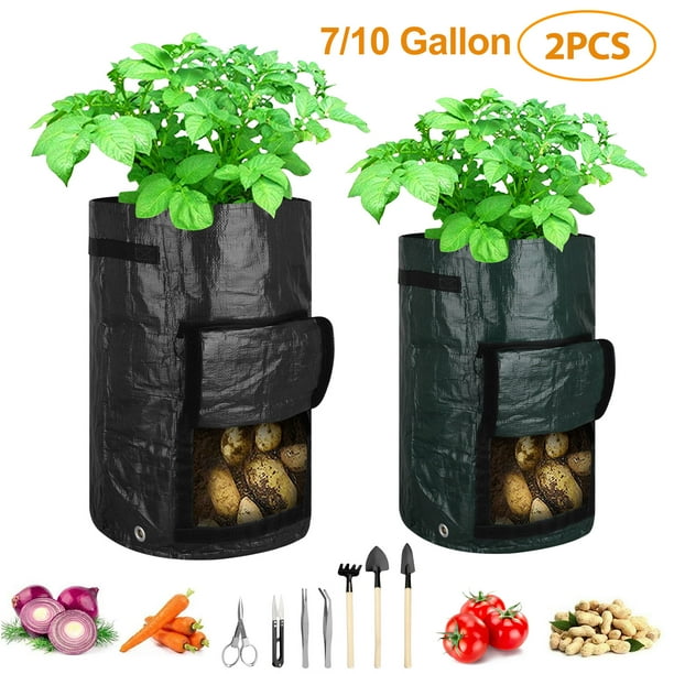 2pcs Garden Plant Grow Bag Large 10 7 Gallon Potato Growing Bags With Visualized Window Large Vegetables Planters Pots Container For Garden Nursery Plants Walmart Com Walmart Com