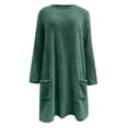 thumbnail image 3 of Dyfzdhu Plus Size Sweatshirts for Women Winter Warm Fuzzy Fleece Thickened Crew Neck Sweatshirt Casual Loose Top Army Green, 3 of 6
