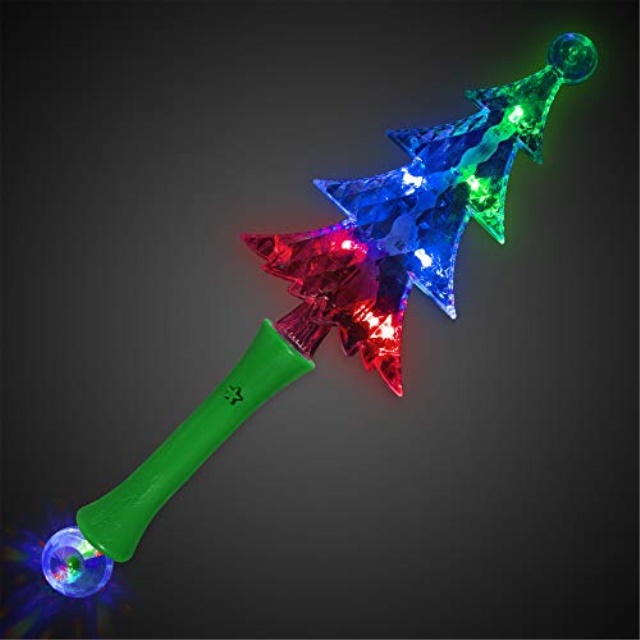 LED Light Up Christmas Tree Spinner Wand for Kids
