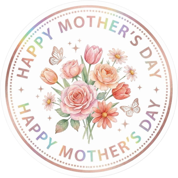 WaaHome Happy Mothers Day Stickers - 72PCS Flower Mother's Day Gift Tags Label Stickers Bulk Mom Sticker Tags for Envelope Seals Card Box Decorations Gift Wrapping Party Favors