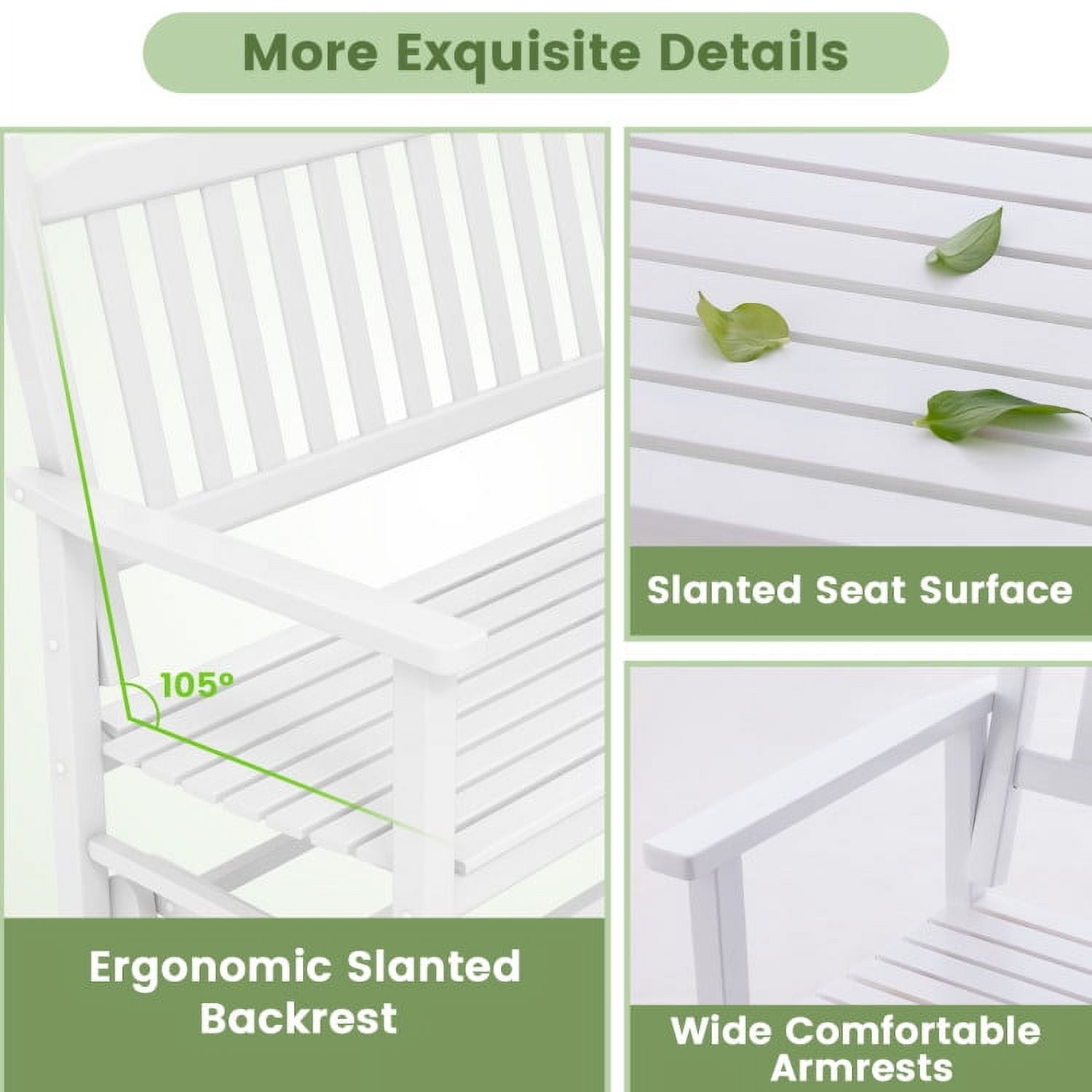 Aimee Lii Double Chair Outdoor, Patio Glider Bench, Porch, Backyard, Sturdy, White Aimee Lii Double Chair Outdoor, Patio Glider Bench, Porch, Backyard, Sturdy, White