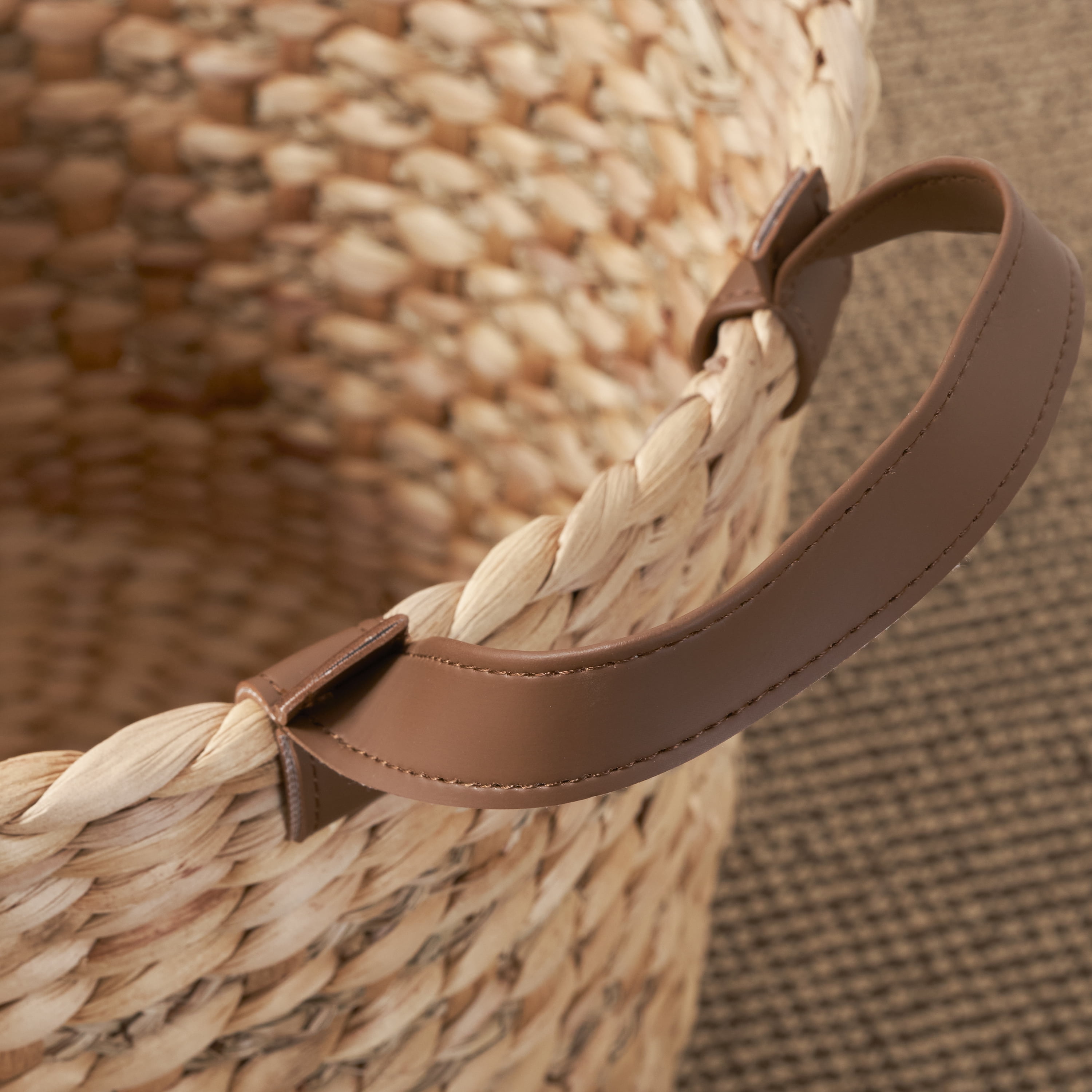 Maria Water Hyacinth Woven Round Multi Use Brown Storage Basket - Large