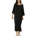 thumbnail image 1 of Camisones de noche para mujeres INSPIRE CHIC, con mangas 3/4, vestido de pijama XL negro, 1 of 6