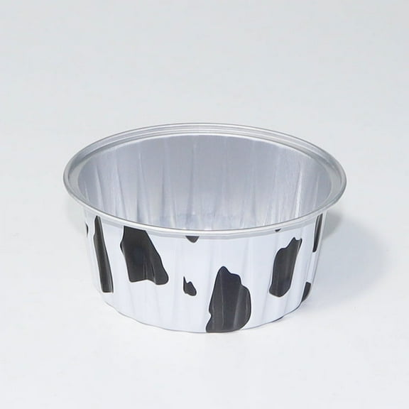 XmhyTop 100 Pack Mini Disposable Cake Pans, Aluminum Foil Circular Baking Cups, 3.3x3.3 Small Baking Cake Tins Cup Cake Containers for Individual Cakes ,Black White