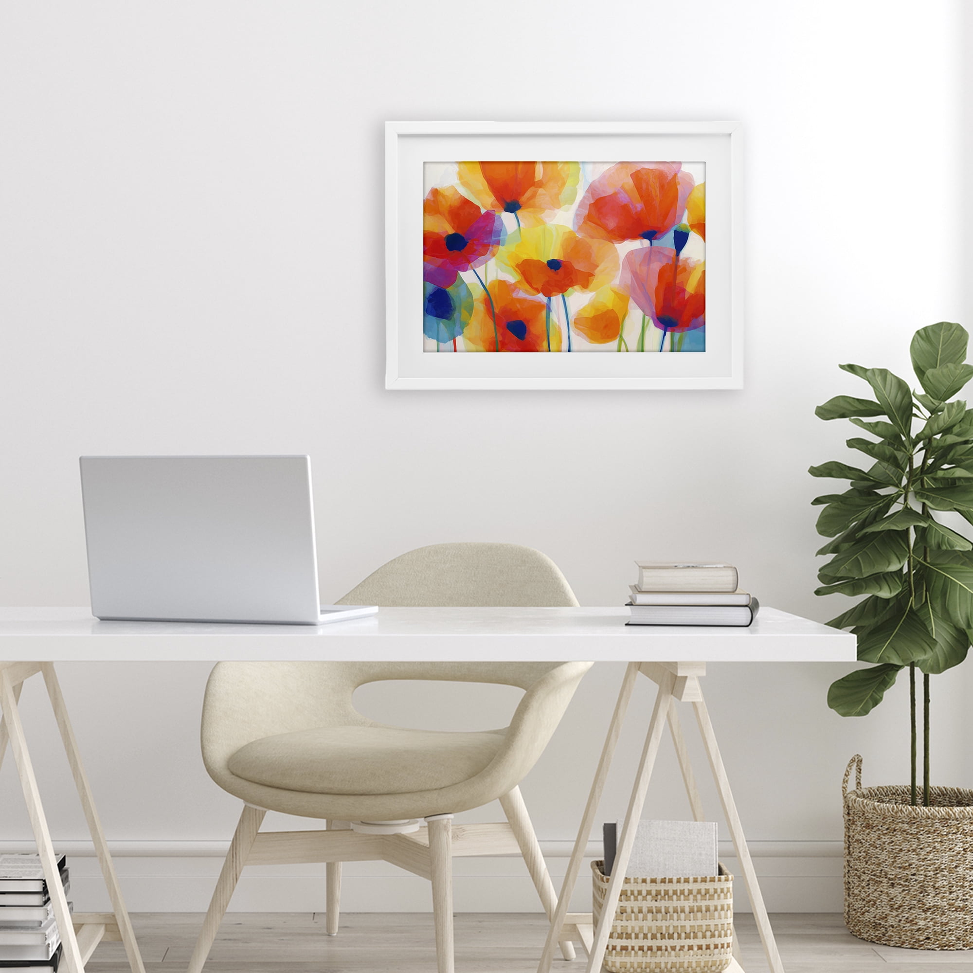Stupell Industries Poppies At Golden Hour White Framed Print Under Glass, design by Chromatic Storm Studio