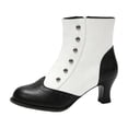 thumbnail image 3 of Willtoo Low Heel Ankle Boots for Women Comfortable Closed Round Toe Two-Toned Short Boots Chunky Heel Booties with Side Zipper Fall Winter Dress Shoes, 3 of 6
