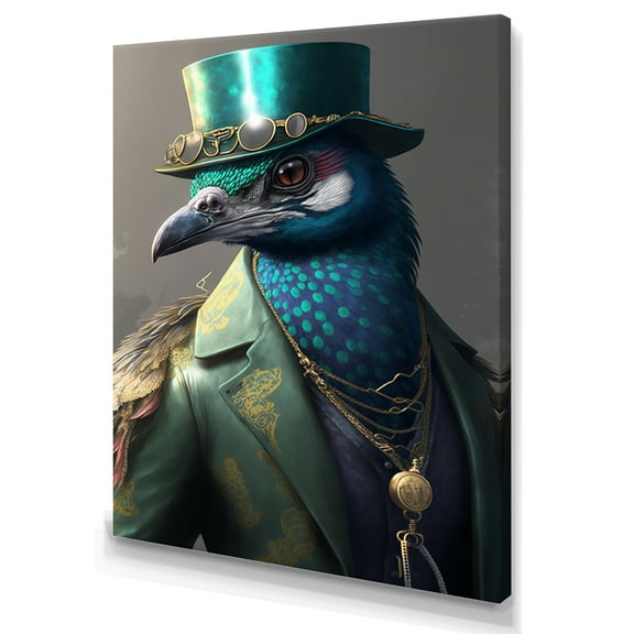 Designart Peacock Gangster In NYC II Canvas Wall Art