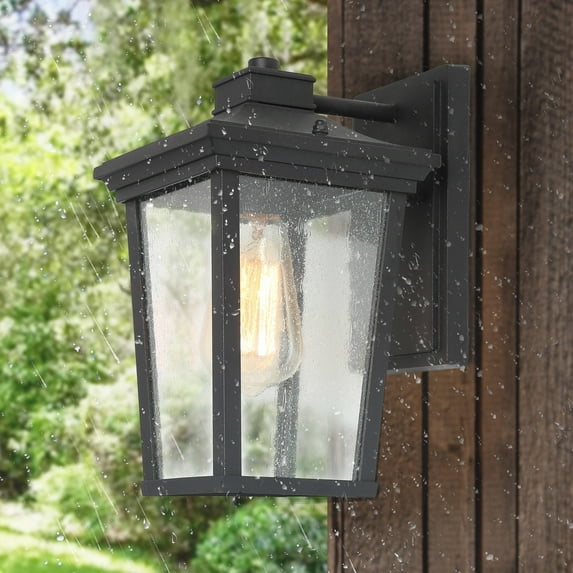 LNC Farmhouse Outdoor Lantern Wall Sconce with Seeded Glass for Patio,Black