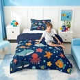thumbnail image 3 of Manfei Cartoon Fish Twin Comforter Sets for Kids Boys and Girls, Marine Life Print Bedding Set, Navy Reversible 2pcs, 1 Comforter and 1 Pillowcase, 3 of 6