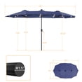 thumbnail image 3 of ACEGOSES 13x7.2Ft Large LED Double-Sided Rectangular Outdoor Patio Market Umbrella with Crank, Solar Panel, Navy Blue, 3 of 7