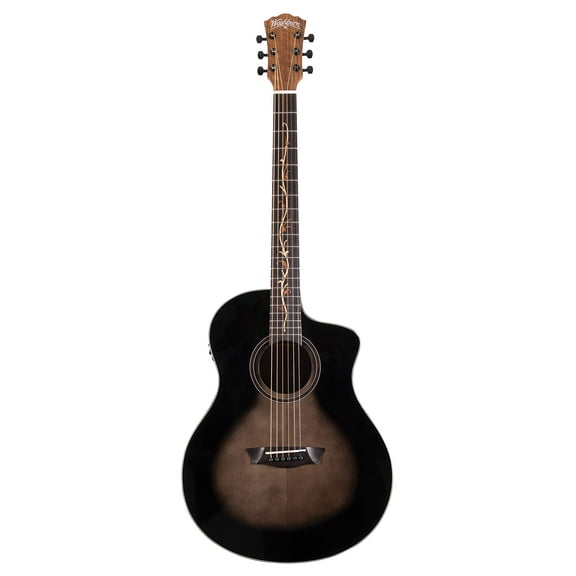 Washburn Bella Tono 6 String Acoustic-Electric Guitar, Right, Gloss Charcoal Burst (BTS9VCECH-D)