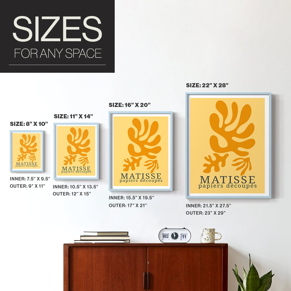 Matisse CCCLVIII in Blue Solid Wood 11 x 14 Framed Print