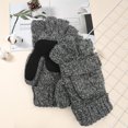 thumbnail image 4 of GIRACOA Winter Winter Fingerless Wool Gloves, Knitted Thermal Convertible Mittens Flap Cover for Women and Men(Heather Gray), 4 of 7