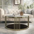 thumbnail image 2 of Furniture of America Wilmo Faux Marble 1-Shelf Coffee Table, Brass, 2 of 7