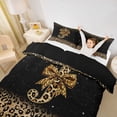 thumbnail image 2 of Erosebridal Chic Cheetah Print Duvet Cover Set, Personalized Initial J Bedding Full, Black Brown, Black Reversible 3 Pieces, 1 Duvet Cover and 2 Pillowcases (No Comforter), 2 of 6