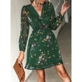 thumbnail image 5 of Cupshe Women's Floral Print Chiffon A-Line Mini Dress Long Peasant Sleeves, Green, 5 of 6