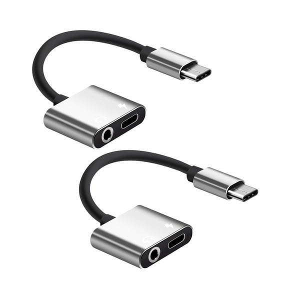 unbranded 2 In Typec Cable Type-c Adapter Headphones Jack to USB Aux Silver