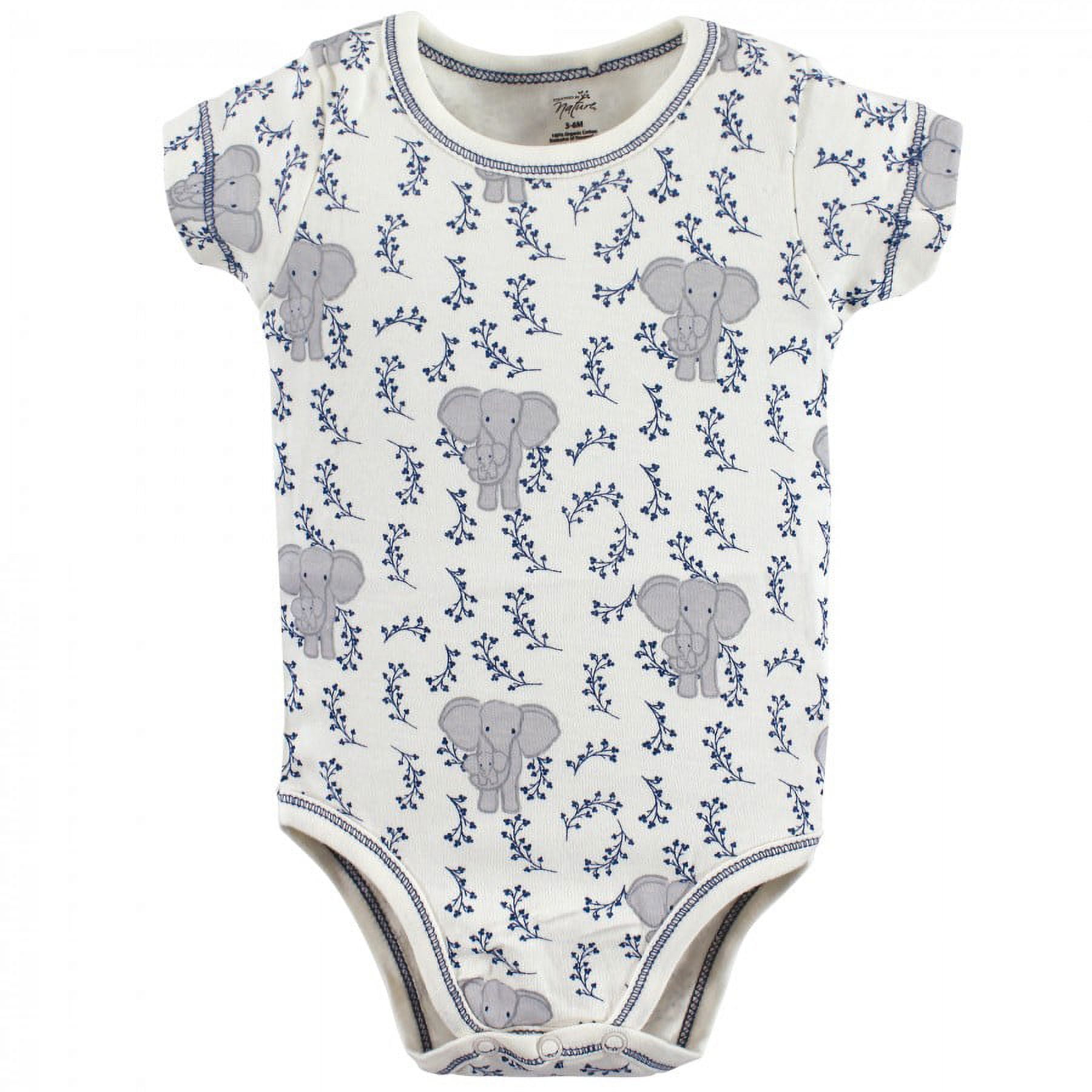 Touched by Nature Baby Boy Organic Cotton Bodysuits 3pk, Elephant, 12-18 Months