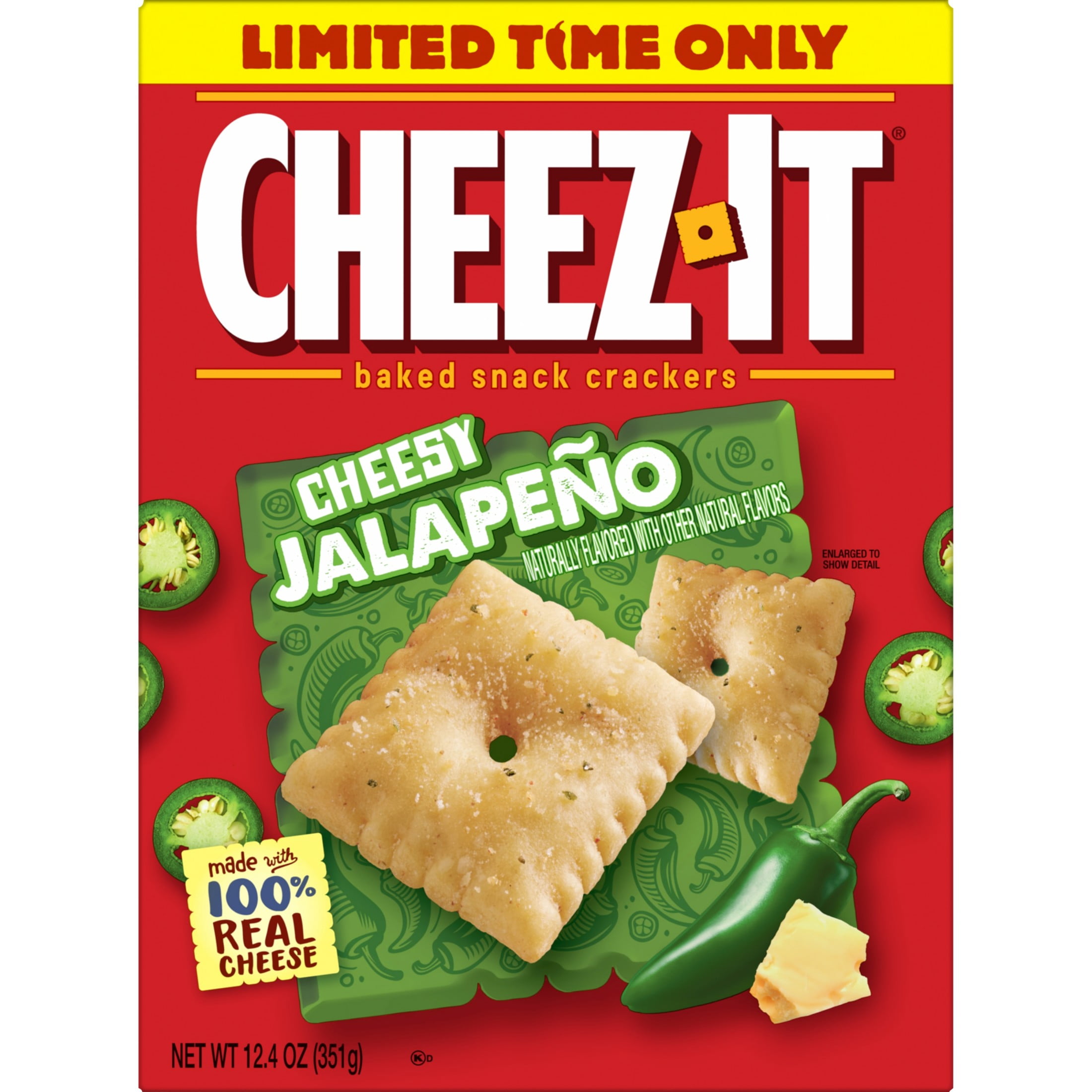 Cheez-It Cheesy Jalapeño Cheese Crackers, Baked Snack Crackers, 12.4 oz