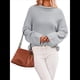 thumbnail image 3 of Suéteres de Cuello Redondo para Mujer, Conjuntos de Otoño, Suéteres de Punto con Cuello Redondo y Abertura Lateral, Tops de Moda. Gris L, 3 of 10