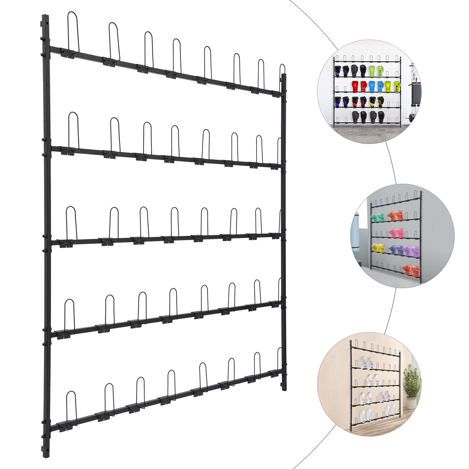 5 Tiers Boxing Glove Storage Rack Wall Mount Dryer Holds 20 Pairs, Boxing Glove