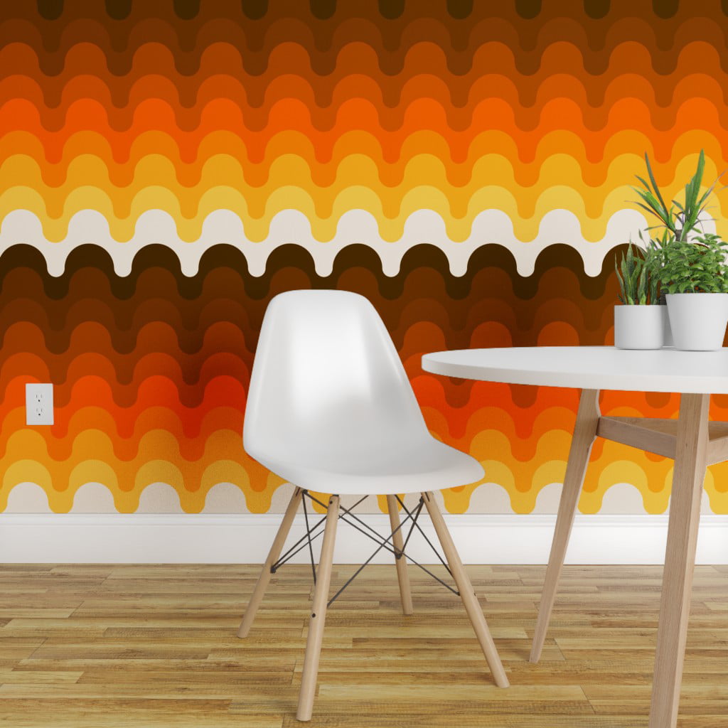 Peel-and-Stick Removable Wallpaper Retro Abstract Vintage Seventies Bold 1970S 
