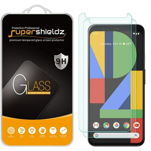 [2-Pack] Supershieldz for Google Pixel 4 XL Tempered Glass Screen Protector, Anti-Scratch, Anti-Fingerprint, Bubble Free