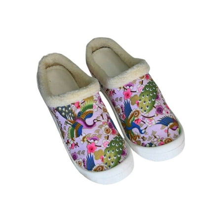 

Colisha Women s Retro Closed Toe Clog Slippers Bedroom Anti-slip Plush Slipper House Comfort Flats Phoenix 8.5
