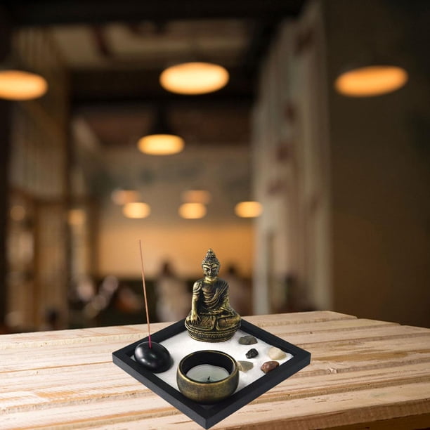 Quemador de incienso Arena Mesa de arena Mesa Buda de ín Feng Shui Ornamento Meditación para el hogar ín Mesa Decoraciones de Hugo Arena de Buda
