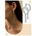thumbnail image 3 of 1Pair Brass Micro Pave Clear Cubic Zirconia Hoop Earrings Teardrop Hoop Cartilage Piercing Earrings Platinum Simple Earrings for Women Elegant Gifts Personalized Jewelry 26.5x2.5mm Clear DIY, 3 of 4