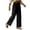 Black, variant on Women's Wide Leg Pants Elastic High Waisted Drawstring Loose Lounge Pants Lightweight Casual Trousers with Pockets