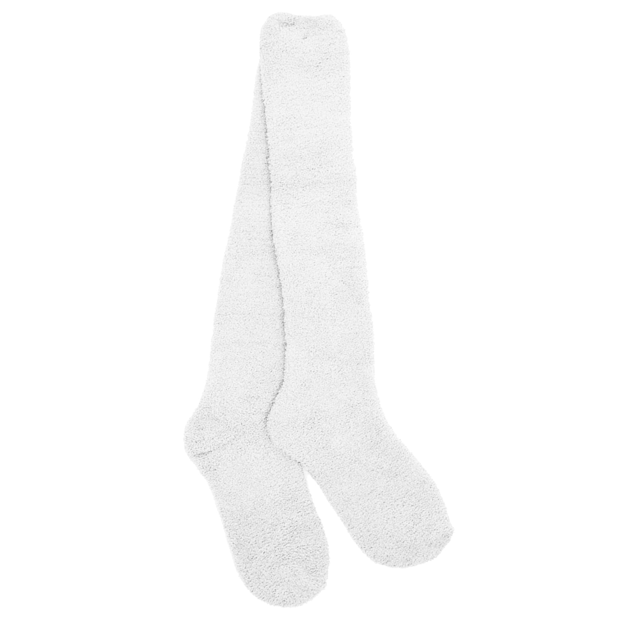 Womens Extra Large Fuzzy Knee High Socks White 1 Pair
