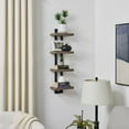 thumbnail image 2 of Danya B. 4-Tier Ladder Bracket Floating Wall Shelves - Black Metal and Walnut Finish, 2 of 14