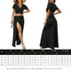 thumbnail image 2 of Trajes De Verano De 2 Piezas Conjunto de falda de 2 piezas para mujer Falda corta asimétrica Traje de vacaciones de color sólido Cgtredaw Negro L para Mujer, 2 of 7