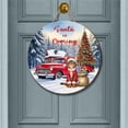 thumbnail image 2 of Santa is Coming Abyssinian Merry Christmas Xmas Noel Truck Tree Round Wood Sign Cat Lover Kitten Owner Gifts Hanging Wall Home Decor - 02023, 2 of 5