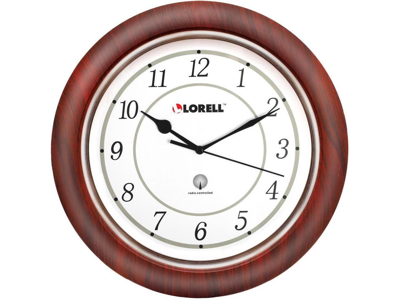 Lorell Wall Clock Arabic Numerals 13-1/4" White Dial/Woodgrain 60986