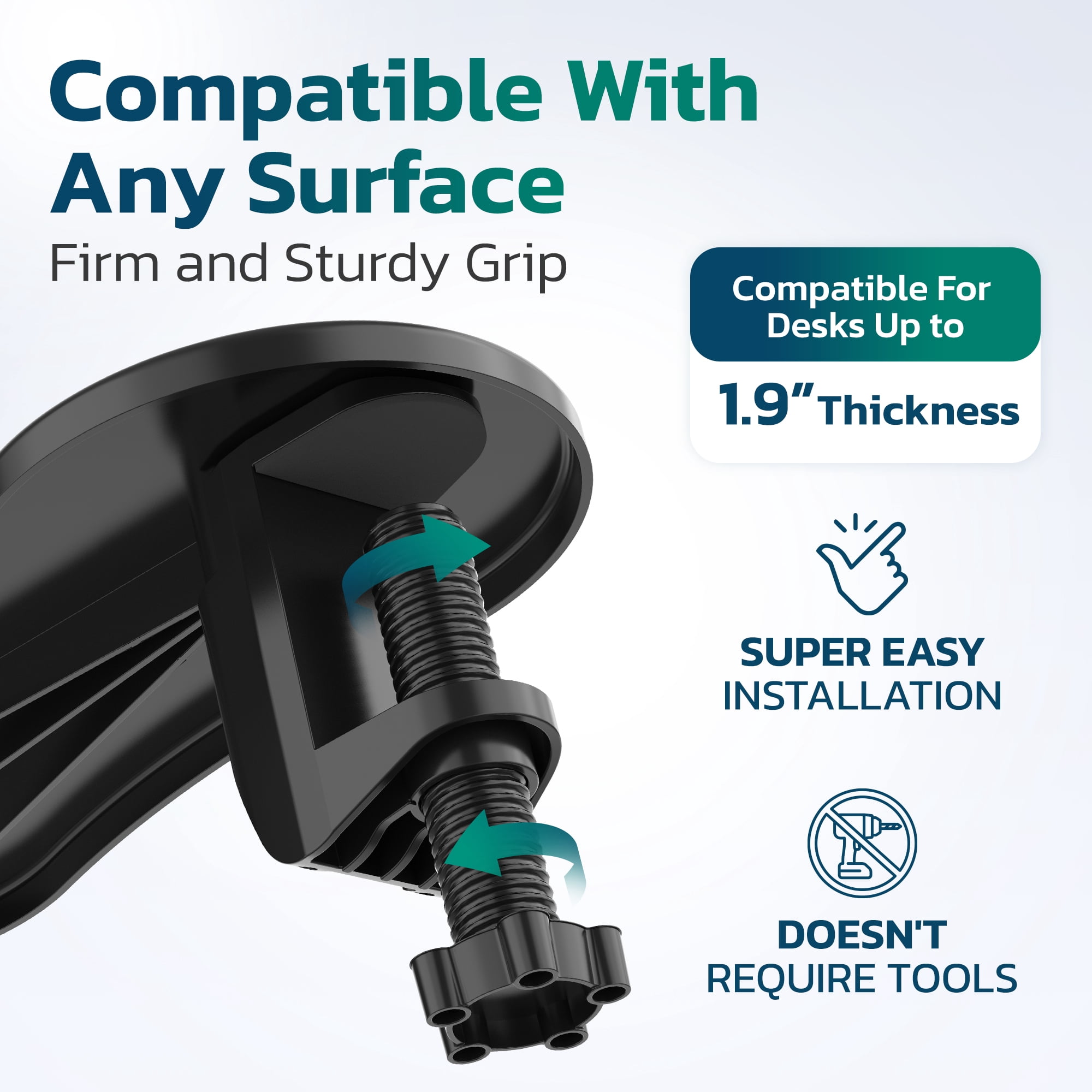 Purely E5620 Computer Arm Rest for Desk, Ergonomics and Adjustable Arm Rest Support for Computer Desk, Desk Wrist Support for Computer Desk Extender, Suitable for Office and Home - Black
