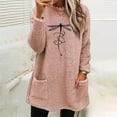 thumbnail image 4 of WXLWZYWL Womens Fuzzy Fleece Pullover Sweatshirt Long Sleeve Crew Neck Loose Fit Tunic Tops with Pockets Fall Winter Warm Tops, 4 of 6