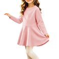 thumbnail image 5 of THDHVS Girls' Dresses,Toddler Girls Cotton Brushed Ruffle Hem Dress Long Sleeve Round Neck Fall,Girls Long Sleeve Dress 9-12 Months, 5 of 6