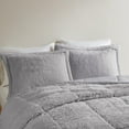 thumbnail image 3 of Witaxima Twin/Twin XL Ombre Shaggy Long Fur Comforter Mini Set, Grey, 66"x90" Cozy Faux Mink Reverse, Hypoallergenic & Machine Washable, 3 of 9