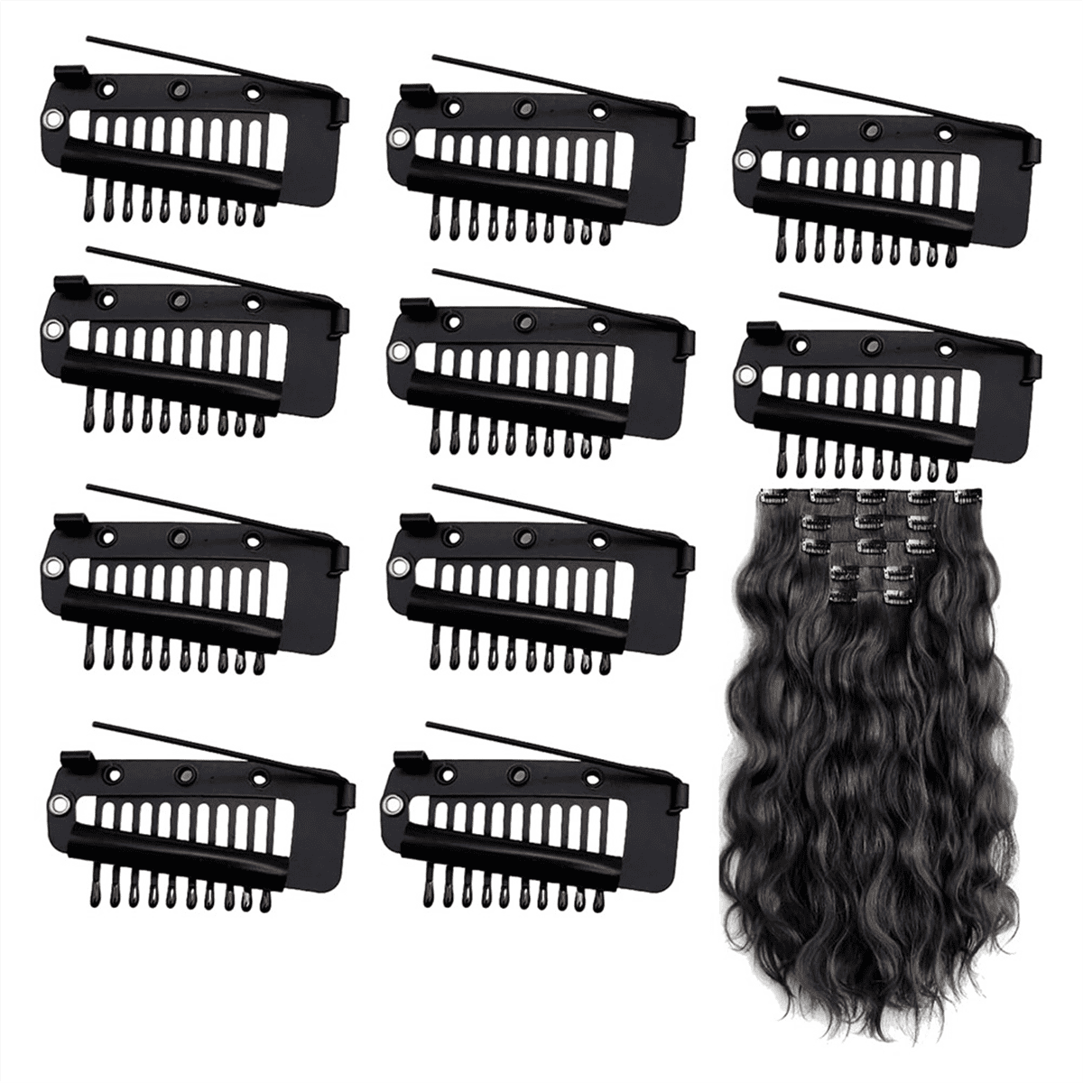 Pack of 10 Strong Chunni Clips with Safety Pin, Black 