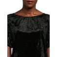 thumbnail image 4 of Time and Tru Women's Crushed Velvet Top with Short Sleeves, Sizes XS-XXXL, 4 of 5