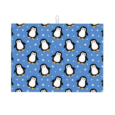 

Tebeau cute penguin Print Dish Drying Mat for Kitchen Counter Dish Drying Pad with Non-slip Rubber Backed Hide Stain Anti Absorbent for Kitchen Counter Drying Mat