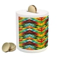 thumbnail image 2 of Colorful Piggy Bank, Abstract Optic Effect Triangle Pattern Digital Vibrant Contemporary Design, Ceramic Coin Bank Money Box for Cash Saving, 3.6" X 3.2", Multicolor, by Ambesonne, 2 of 4