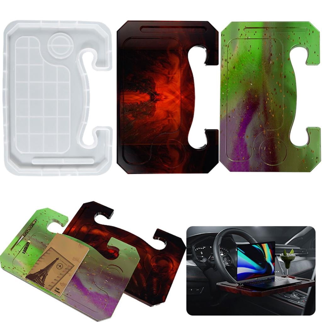 Osdhezcn Car Steering Wheel Tray Mold Car Desk Resin Silicone Mold for Easting Laptop