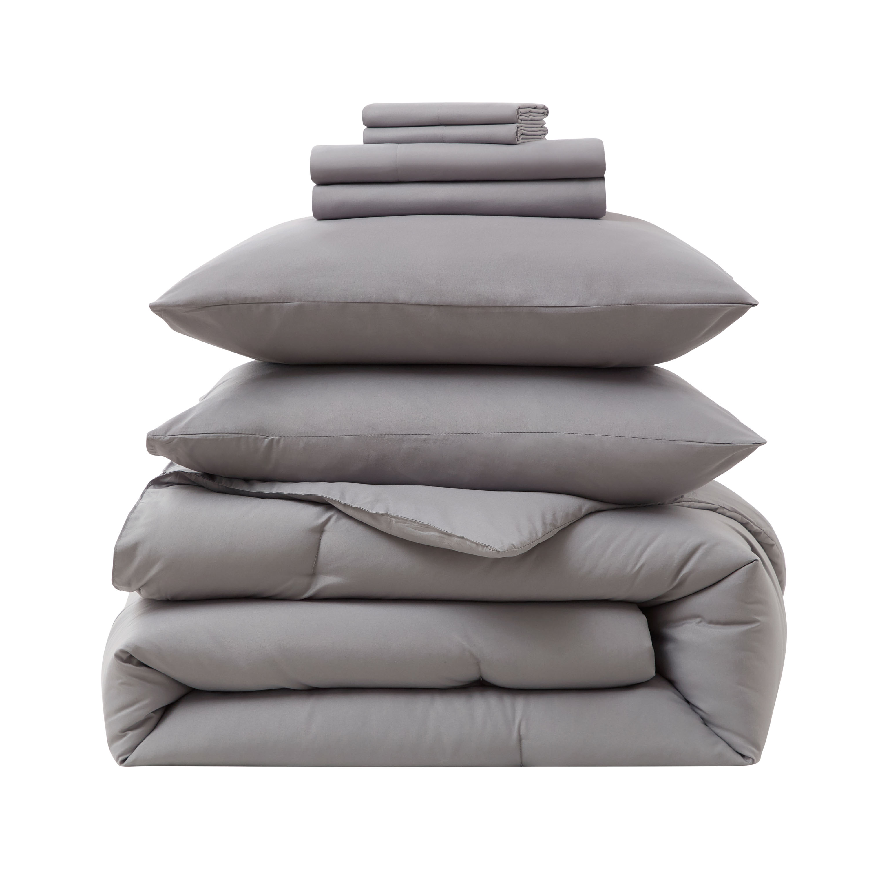 LammaLoe Queen Comforter Set, 7 Piece Bed in a Bag, Ultra Soft Bedding Comforter Set with Sheets, All Season Bed Set, Gray