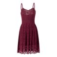thumbnail image 1 of Vestido Para Mujer Sling Sin Mangas Con Cuello En V Floral Encaje Hasta La Rodilla Elegante Vestidos De CóCtel XBTCLXEBCO Vino Rojo;M, 1 of 6