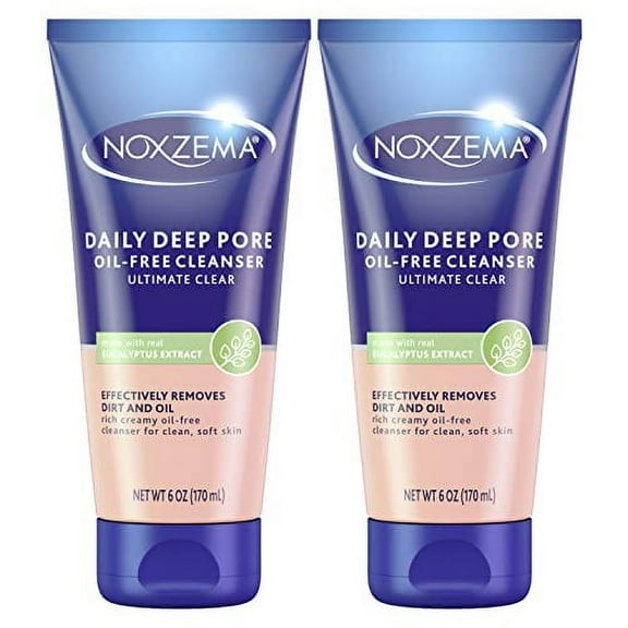 Noxzema Ultimate Clear Daily Deep Pore Cleanser, Oil-Free Face Wash for Acne-Prone Skin, 6 oz (Pack of 2)